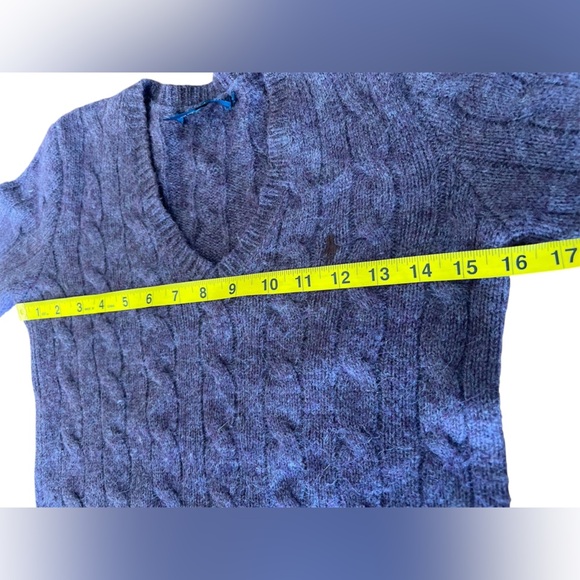Ralph Lauren Purple Wool Alpaca Cashmere Cable Knit Sweater Size Small V-Neck - Picture 6 of 6